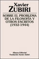 Sobre El Problema de La Filosofia Y Otros Escritos (1932-1944)