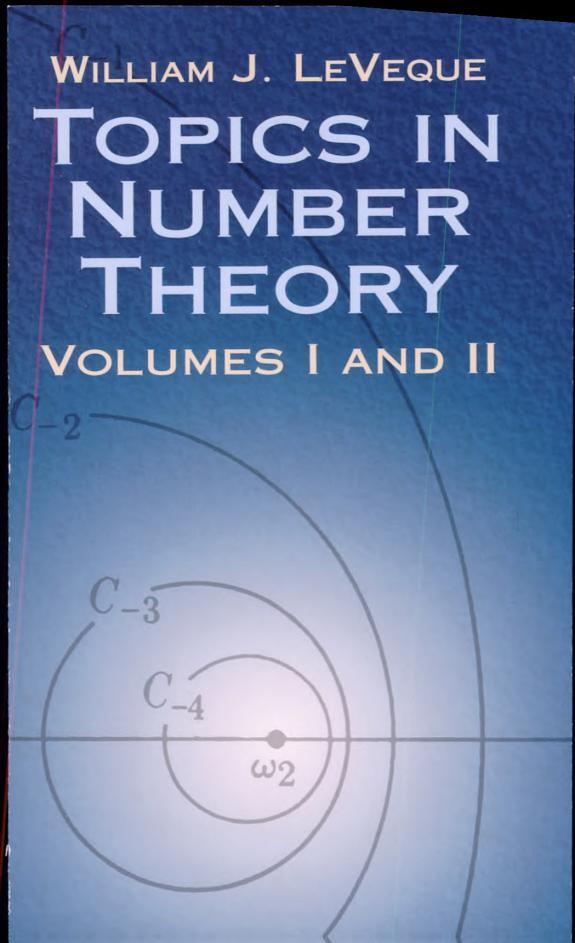 Topics In Number Theory, Volumes 1 And 2