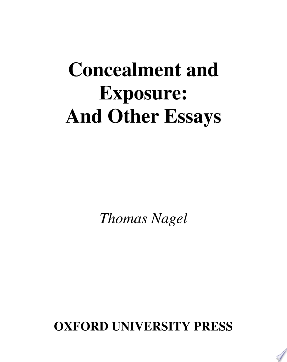 Concealment And Exposure And Other Essays