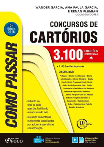 Como Passar em Concursos de CartóRio - 3.100 QuestõEs - 2ª Edição - 2018