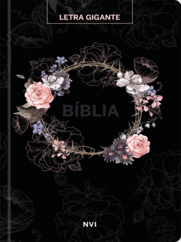BíBlia Sagrada Feminina | Letra Gigante | Flores Preta | Capa Dura