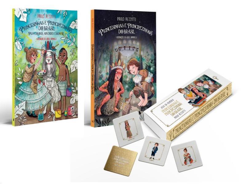 Kit Princesinhas e Principezinhos do Brasil - Livro Texto e Livro para Colorir – com Jogo da MemóRia