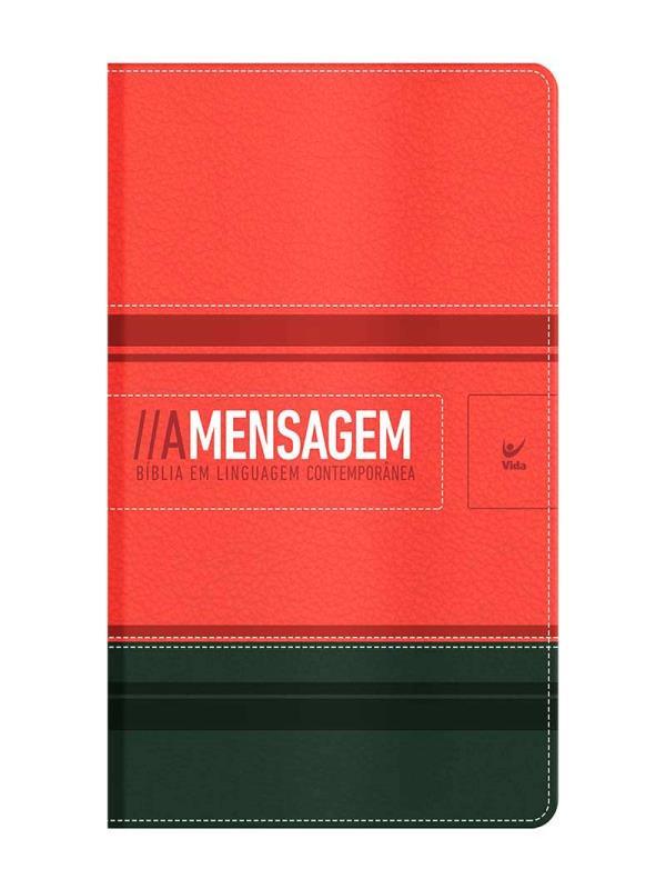 BíBlia a Mensagem - Capa Luxo Laranja e Verde Beira Prata