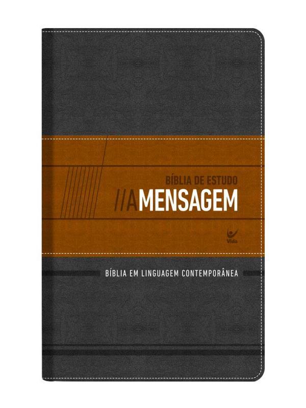 BíBlia de Estudo a Mensagem - Capa de Luxo Grafite e Bege