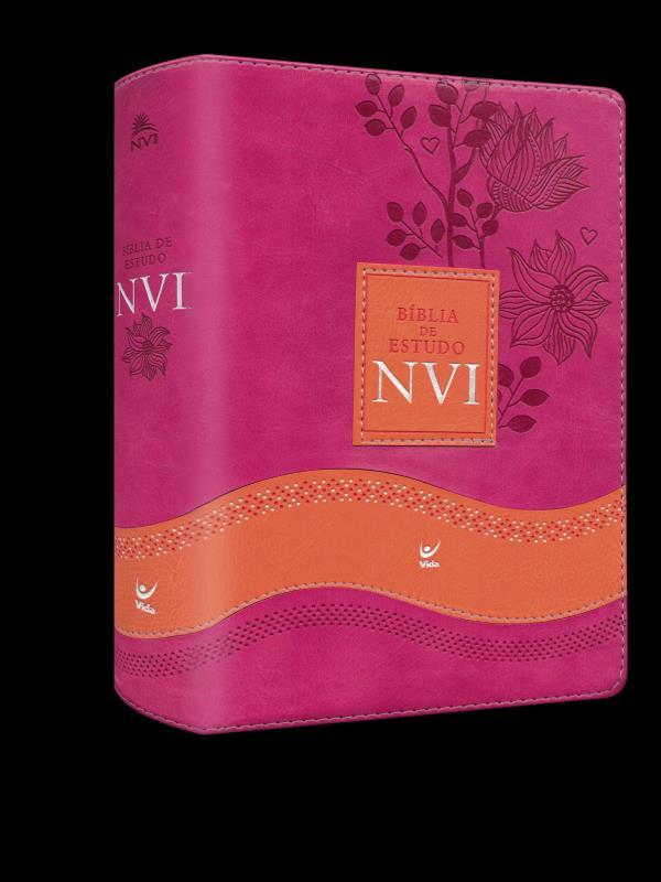 BíBlia de Estudo Nvi - Rosa e Laranja- Capa Luxo