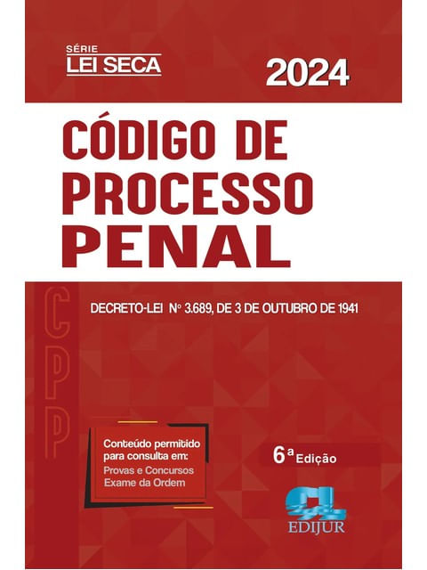 Capa do livro CóDigo de Processo Penal - 2024