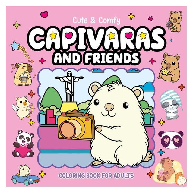 Cute & Comfy Coloring Book For Adults - Capivaras And Friends - Livro de Colorir Adulto