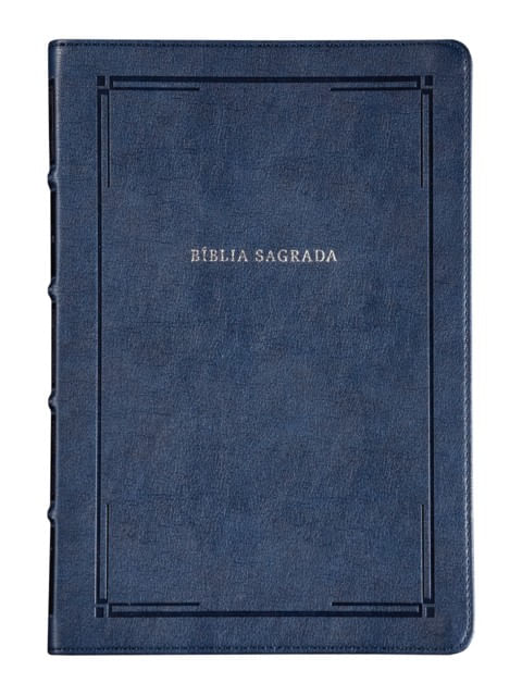 BíBlia Nvi Slim, Letra Grande, Capa Luxo Azul, Barroca, Leitura Perfeita
