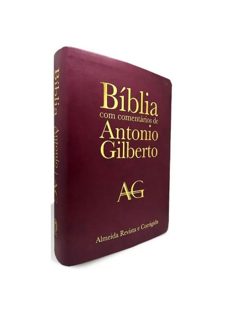 Capa do livro BíBlia com ComentáRios de Antonio Gilberto - Grande - Luxo - Vinho