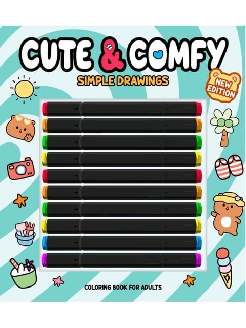 Cute & Comfy New Edition - Simple Drawings - Livro de Colorir Adulto