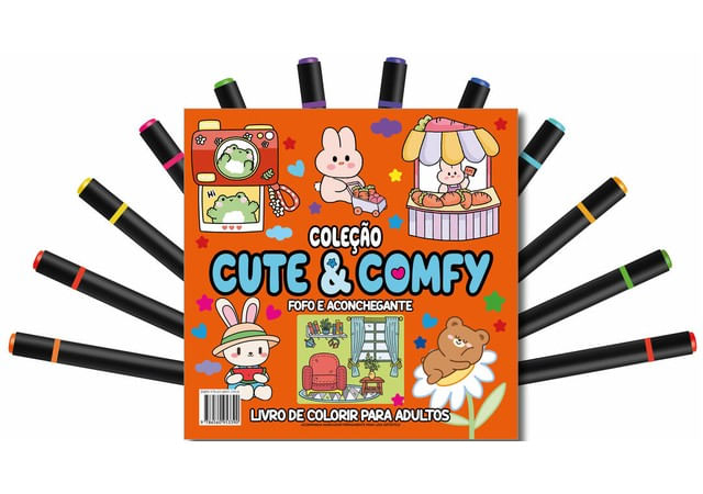 Cute & Comfy Coloring Book For Adults - Fofo e Aconchegante - Livro de Colorir Adulto