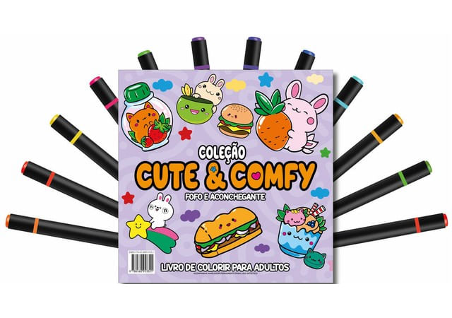 Cute & Comfy Coloring Book For Adults - Fofo e Aconchegante - Livro de Colorir Adulto