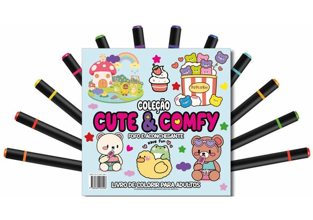 Cute & Comfy Coloring Book For Adults - Fofo e Aconchegante - Livro de Colorir Adulto