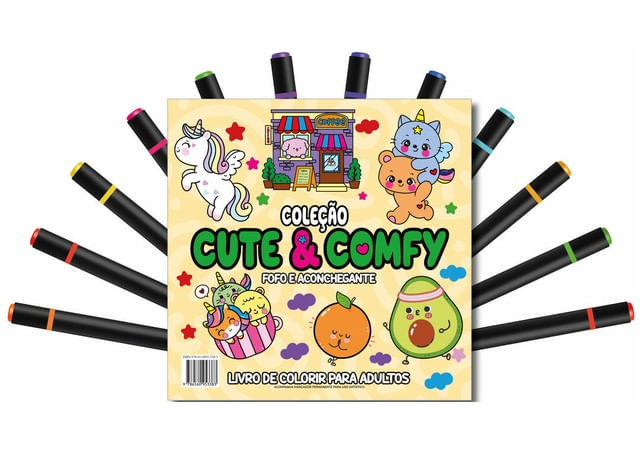 Cute & Comfy Coloring Book For Adults - Fofo e Aconchegante - Livro de Colorir Adulto