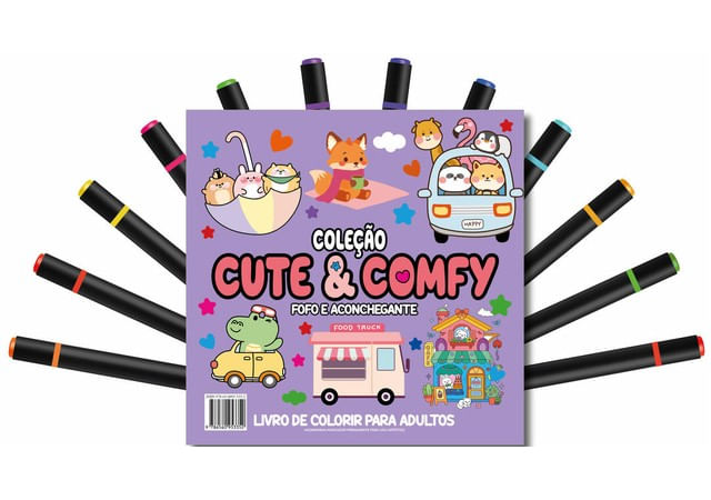 Cute & Comfy Coloring Book For Adults - Fofo e Aconchegante - Livro de Colorir Adulto