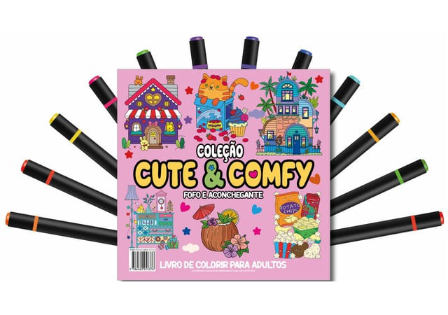 Cute & Comfy Coloring Book For Adults - Fofo e Aconchegante - Livro de Colorir Adulto