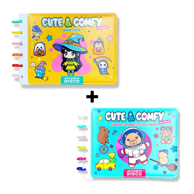 Combo Cute e Comfy Super Special - Kit com 02 Livros de Colorir Encadernação em Disco