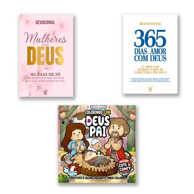 Combo Devocional - Kit com 2 Livros Devocionais + Livro de Colorir Fofo
