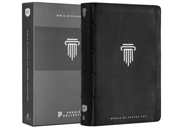 BíBlia de Estudo Acf, Couro LegíTimo Preto, Leitura Perfeita, Premier Collection | com ComentáRios D