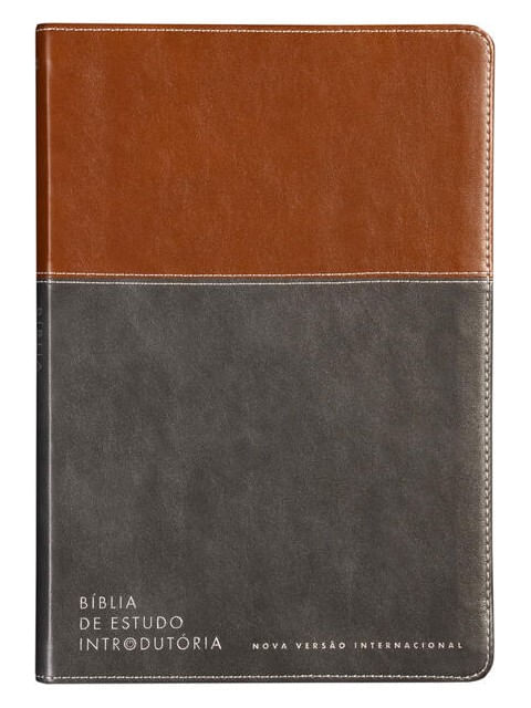 BíBlia de Estudo IntrodutóRia Nvi, Capa Luxo Marrom e Cinza Chumbo, Leitura Perfeita