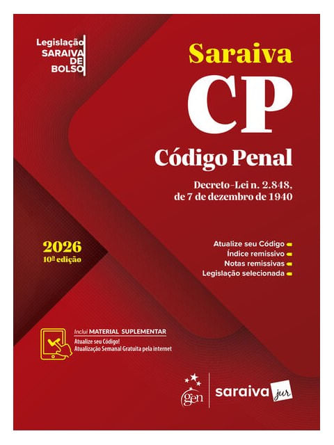 Capa do livro CóDigo Penal - Legislação Saraiva de Bolso - 10ª Edição 2026 de Saraivajur
