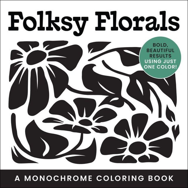 Capa do livro Folksy Florals - a Monochrome Coloring Book de Ashley Hull