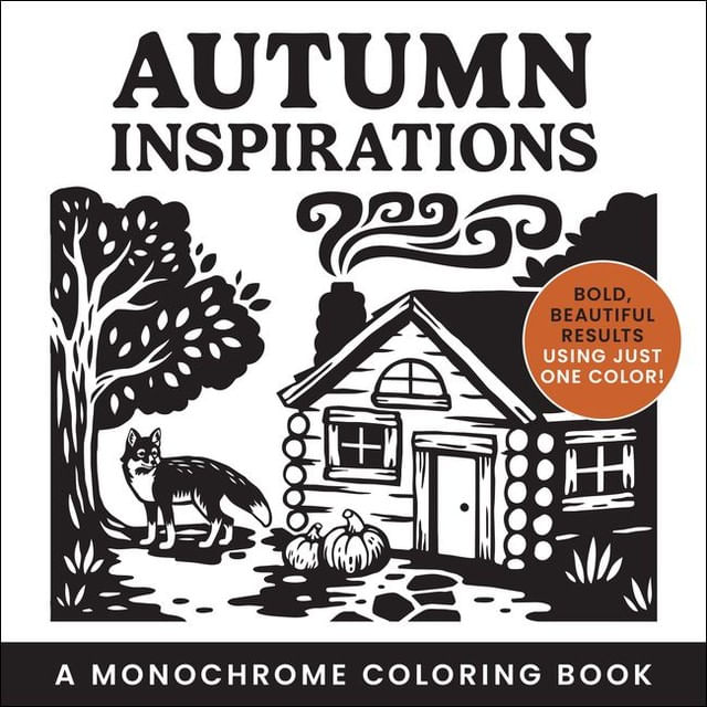 Capa do livro Autumn Inspirations - a Monochrome Coloring Book de Ashley Hull
