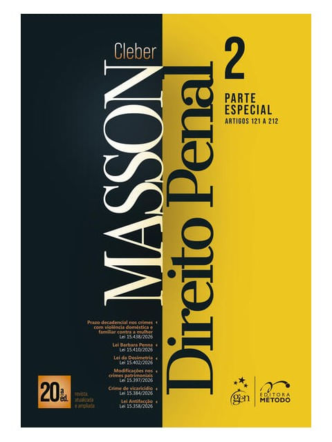Capa de Direito Penal - Parte Especial (Arts. 121 a 212) - Vol. 2 - 20ª Edição 2026